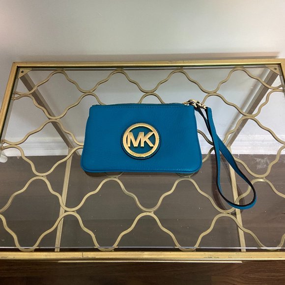 Michael Kors Leather Blue Wristlet - Picture 1 of 6
